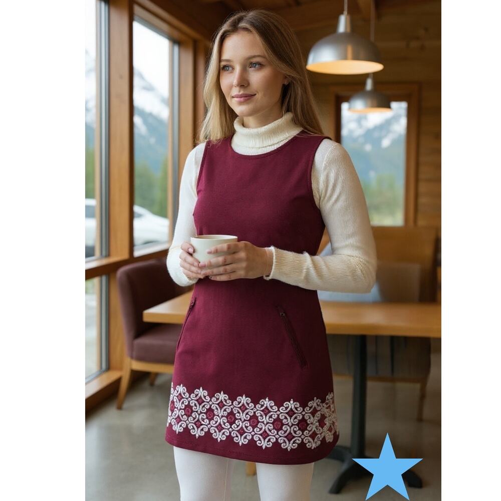 Athleta Red Winter Fleece Dress Port Wine Red Sz XS 0 2